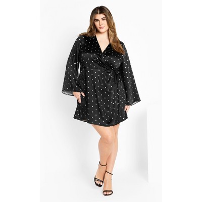 Women's Plus Size Amira Spot Dress - black | CITY CHIC