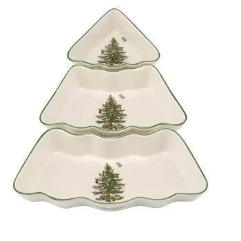 Spode Christmas Tree 3 Piece Tree Dip Bowl Set - 4.4", 6.6", 8.25"