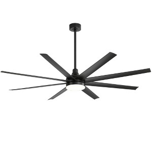 Airsurfer 72" Black Windmill Ceiling Fan with Color-Changing LED Light & Remote, 8 ABS Blades for Large Rooms, DC Motor, 7''&12'' Downdods - 1 of 4