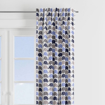 Bacati - Elephants Blue/Grey Curtain Panel