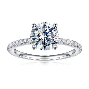 Turandoss Silver Wedding Moissanite Rings for Women, S925 Sterling Silver Diamond Ring for Women, Birthday Christmas Gift for Mom, Wife, Size 9 - 1 of 4