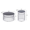 Metal Frame Modern 2-Piece Coffee and End Table Set with Tinted Tempered Glass Top for Living Room - 3 of 4