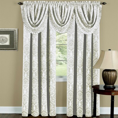 Kate Aurora 5 Pc. Damask Thermal Blackout Rod Pocket Window Curtains & Valances Set