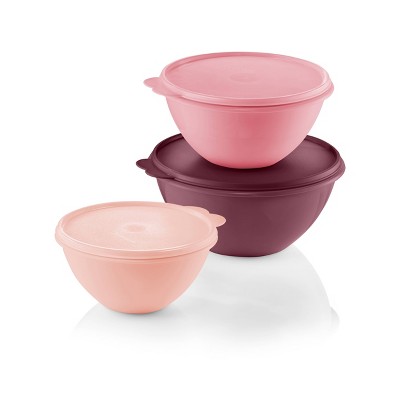 Tupperware Wonderlier Nesting Bowls Set of 3 Red Green White 12 8 and 6 Cup  : Home & Kitchen 