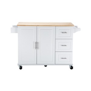 GlasFlength Decorative Storage Cabinets, Wood Frame, with Drawer, Grooved Sliding, Flexible movement, White, 53.93"*15.74"*32.67" - 1 of 4