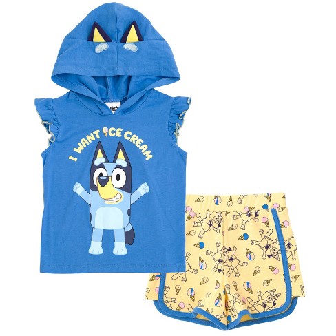 Bluey Girls T-Shirt and French Terry Shorts Outfit Set Toddler