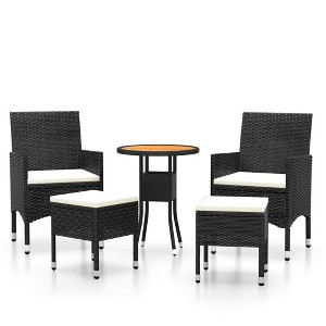 vidaXL Garden Furniture 5-Piece Set Garden Set Lounge Balcony Furniture Garden Table Garden Chair Garden Stool Poly Rattan Black - 1 of 4