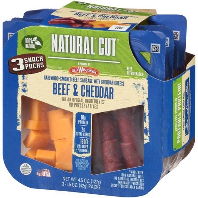 Old Wisconsin Beef & Cheddar Snack Pack - 4.5oz/3pk