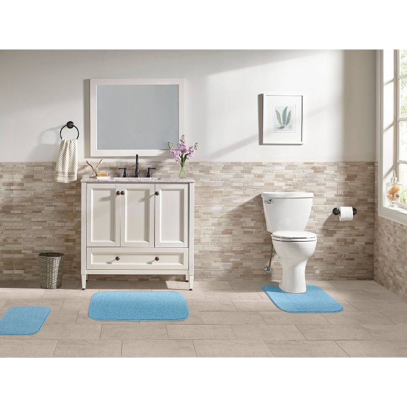 Garland Rug Gramercy 3Pc Washable Bathroom Rug Set (No Lid) Basin Blue, 3 of 8
