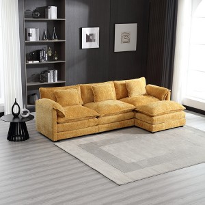 112.2'' Modern L-Shaped Sectional Sofa with Movable Pedals, Detachable Armrests, and Chenille Fabric - 1 of 4