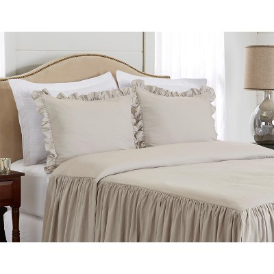 Sweet Jojo Designs Gender Neutral Unisex Queen Bedding Set Gathered Bedspread Beige Taupe 3pc — фото 4