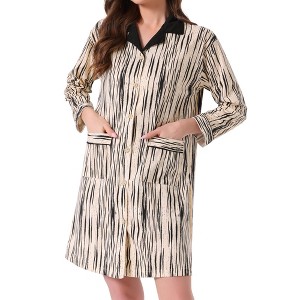 INSPIRE CHIC Women's Pajama Shirts Button Down Long Sleeve V-Neck Pajama Dress with Pocket - 1 of 4