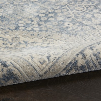 Vintage Blue Synthetic 4' x 6' Easy-Care Rectangular Area Rug