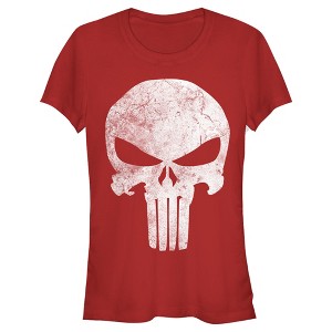 Juniors Womens Marvel Punisher Retro Skull Symbol T-Shirt - 1 of 3