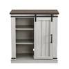 Home Essentials 32" TV Stand for TVs up to 40" Off White/Walnut Top: Sliding Barn Door & Adjustable Shelves - 4 of 4