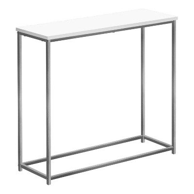 Monarch Specialties Accent Table Console Entryway Narrow Sofa Living Room Bedroom White Laminate Grey Metal Contemporary Modern