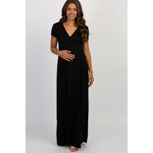 Pinkblush PinkBlush Black Draped Maternity/Nursing Maxi Dress - 1 of 4