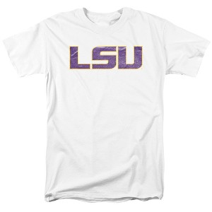 Louisiana State University LSU Official Distressed Primary Adult T Shirt, White, 5X Large - 1 of 4