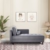 64-Inch Velvet Chaise Sofa, Mid-Century Sleeper with Tool-Free Assembly, Gray - 2 of 4