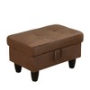 DOMETOUR Chocolate Flannel Living Room Ottoman - Cozy Upholstered Footstool with Storage - 3 of 4