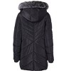 Sportoli Women Long Quilted Plush Lined Outerwear Puffer Jacket Winter Coat with Fur Hood - 3 of 4