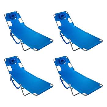 Ostrich Chaise Lounge Folding Portable Sunbathing Poolside Beach Chair (4 Pack)