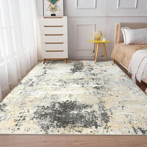 Coucheta Modern Abstract Area Rug , Washable Non-Slip Low Pile Soft , Pink Grey Blue Indoor Carpet for Living Room, Bedroom, Multiple Sizes - 1 of 4