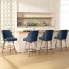 Bekrvio 26'' Counter Height Swivel Bar Stools Set of 4 —Backs and Wood Legs,Linen Fabric/PU Leather Upholstered Barstools for Kitchen Island - 2 of 4