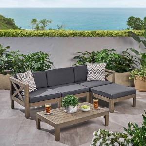 Outdoor Patio Furniture L-Shaped Sectional Sofa With Coffee Table Set, Multifunctional Conversation Seat Couch With Water-Resistant Cushions - 1 of 4