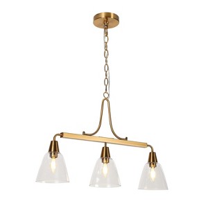 LNC Sawuny 3-Light  27.2" Modern Linear Large Kitchen Island Pendant Lighting, Gold with Clear Glass - 1 of 4