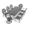 9-Piece Cast Aluminum Patio Dining Set with Rectangle Table, 2 swivel chairs and 6 fixed dining chairs, Brown Cushions and Umbrella Hole - 4 of 4