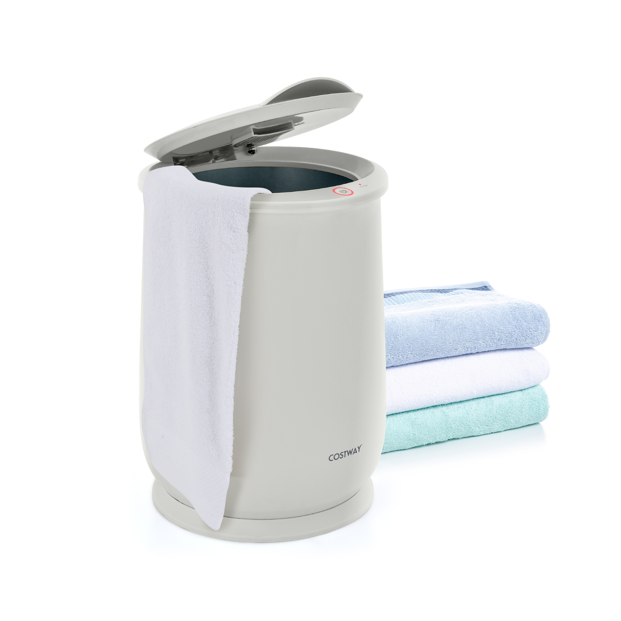 Costway 21L Large Capacity Towel Warmer with Flip-top Lid Auto Shut off Fragrance Holder Grey