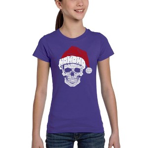 LA Pop Art Santa Skull - Girl's Word Art T-Shirt - 1 of 4