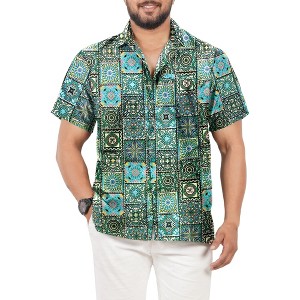 LA LEELA Men's Hawaiian Shirt Holiday Pocket Summer - 1 of 4
