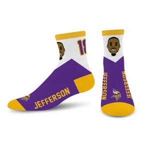 NFL Minnesota Vikings J Jefferson Bobble Youth Socks: Cushioned Heel & Toe, Knit Fabric - 1 of 3