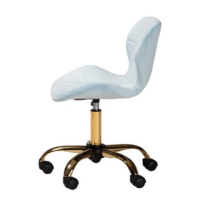 Savara Aqua Velvet and Gold Metal Adjustable Task Chair