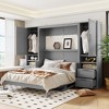 Queen Size Murphy Bed with Closet, Drawers and Shelves - 2 of 4
