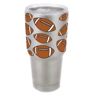 100 North 30 Ounce Stainless Steel On the Go Travel Tumbler With Push Top Lid, Football Silver - 1 of 4