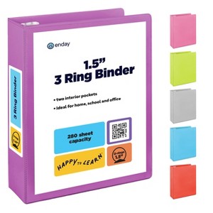 3 Ring Binder Clear View Cover with 2 Inside Pockets, Colored School Supplies Office and Home Binders – by Enday - 1 of 4