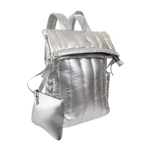 Joan & David Tubular Quilted Metallic Puffer Nylon 18-Inch Workbook Backpack - 1 of 4