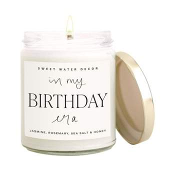 Sweet Water Decor In My Birthday Era 9oz Clear Jar Candle with Gold Lid