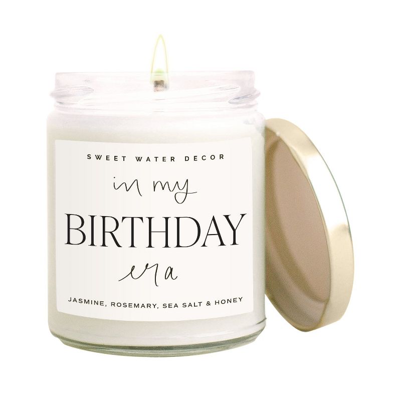 Sweet Water Decor In My Birthday Era 9oz Clear Jar Candle with Gold Lid, 1 of 3