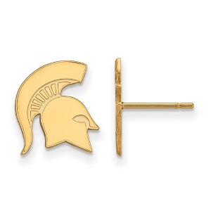 Black Bow Jewelry 14k Yellow Gold Michigan State Spartans NCAA Post Earrings - 1 of 3