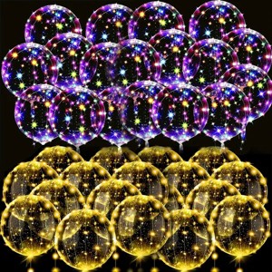 10Pack Light Up Led Balloons with String Lights No Batteries Included Inflated Size 14 Inch Transparent Bobo Balloons Warm/Cool Glow Bubble Balloons - 1 of 4