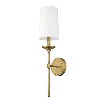 Emily Rubbed Brass 24" Wall Sconce with Off-White Shade