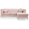L-Shaped Sectional Sofas Chaise with Faux Jewel Tufting, Chrome Steel Legs & KD Compact Design for Easy Delivery - 3 of 4