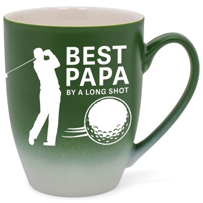 Elanze Designs Best Papa By A Long Shot Two Toned Ombre Matte Green and White 12 ounce Ceramic Stoneware Coffee Cup Mug