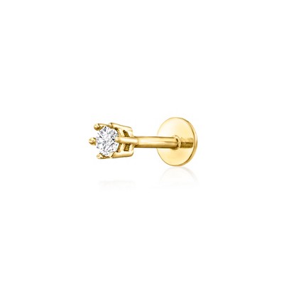 Pure Collection by Ross-Simons Diamond-Accented Single Flat-Back Stud Earring in 14kt Yellow Gold