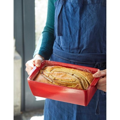 Burgundy Stoneware Non-Stick Bread Loaf Baker with Lid
