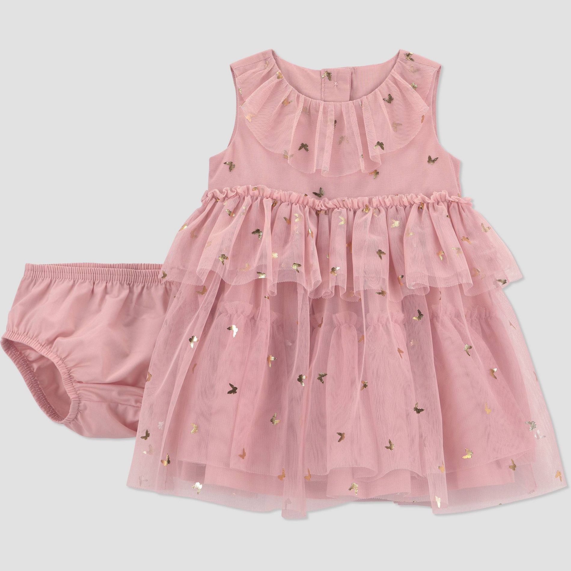 Carter's Just One You® Baby Girls' Butterfly Gold Tulle Dress - Gold/Pink